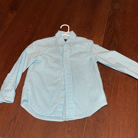 RALPH Lauren Blue and White Check Button Down Shirt Size 5 - Picture 1 of 4